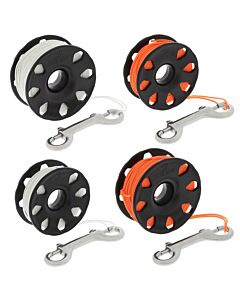 Multi Purpose Scuba Diving Dive Reel, Aluminum Alloy Finger Spool Attached  with 15m High Visible Line, Dual Ended Bolt Snap Clip Red 