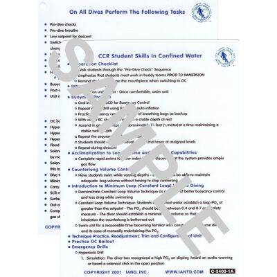 CCR Skills Sheet Set, Confined (C-3400-1) and OW (C-3400-2)