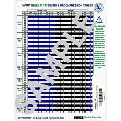 21/35% Technical Trimix Runtime Dive Table w/Accelerated Deco