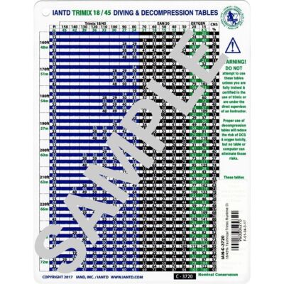 18/45% Technical Trimix Runtime Dive Table w/Accelerated Deco