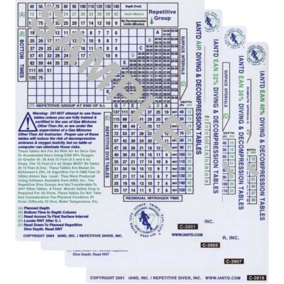 Set of Four Nitrox Dive Tables (3901/3905/3907/3818)
