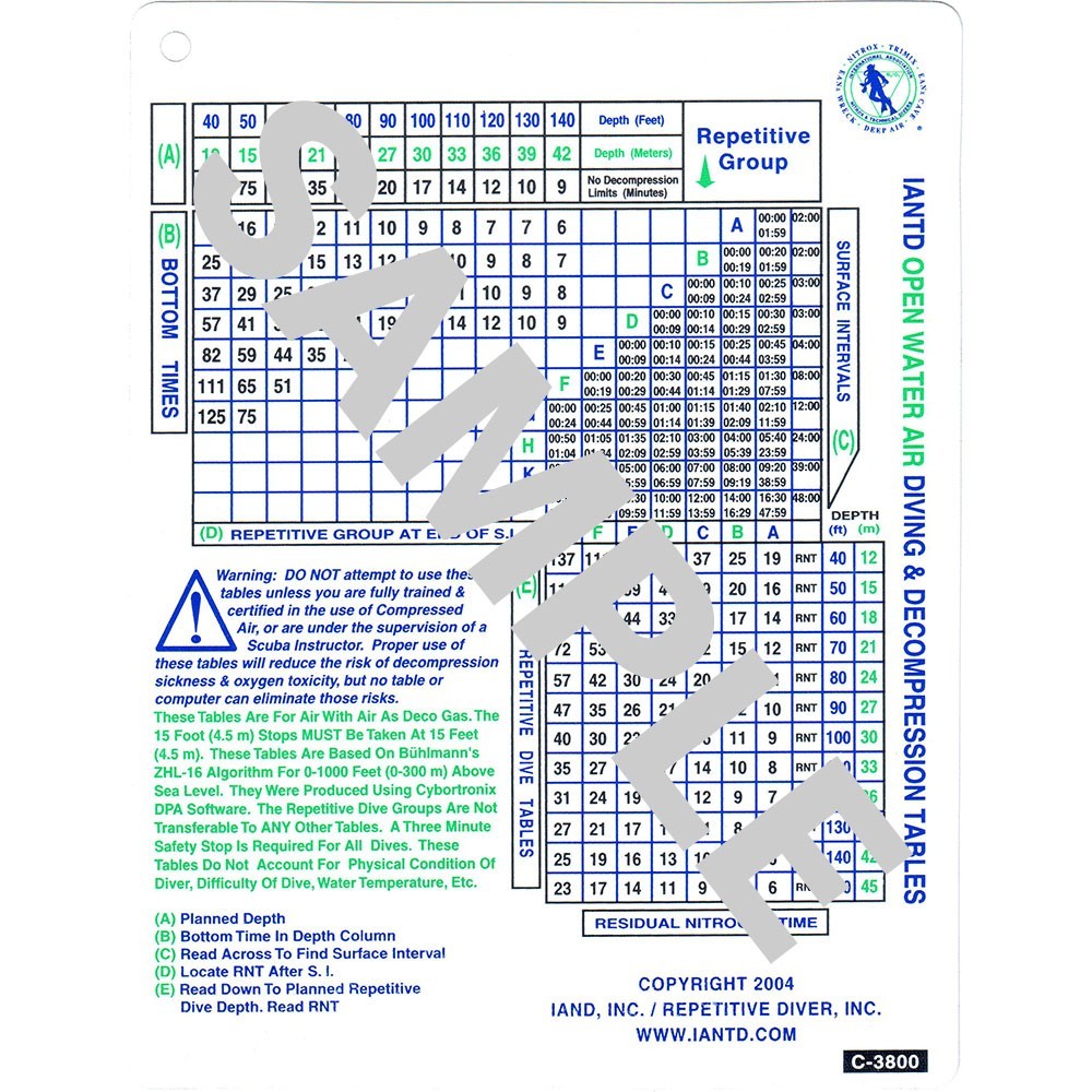 40 Nitrox Dive Table Dive Gear Express®